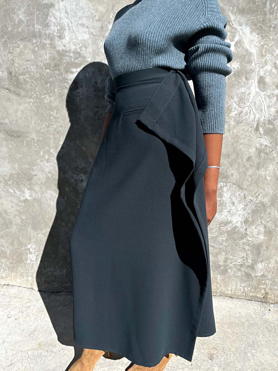 Monk Neck Irregular Two Pieces Dress