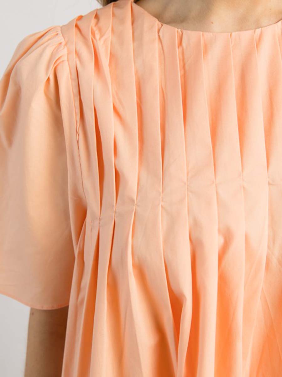 Short Flutter Sleeve Pleated Dress