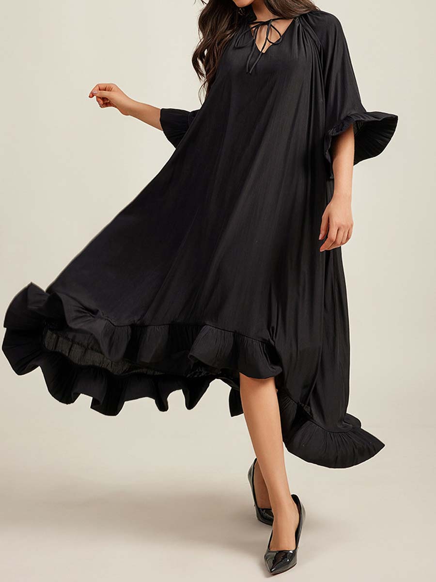 Elegant Loose Ruffled Long Dress