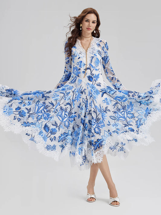 Blue Porcelain Elegance Dress
