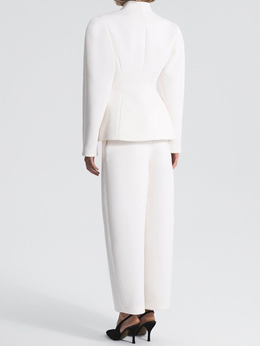 Outline Sleeve Stand Collar Blazer & Pants