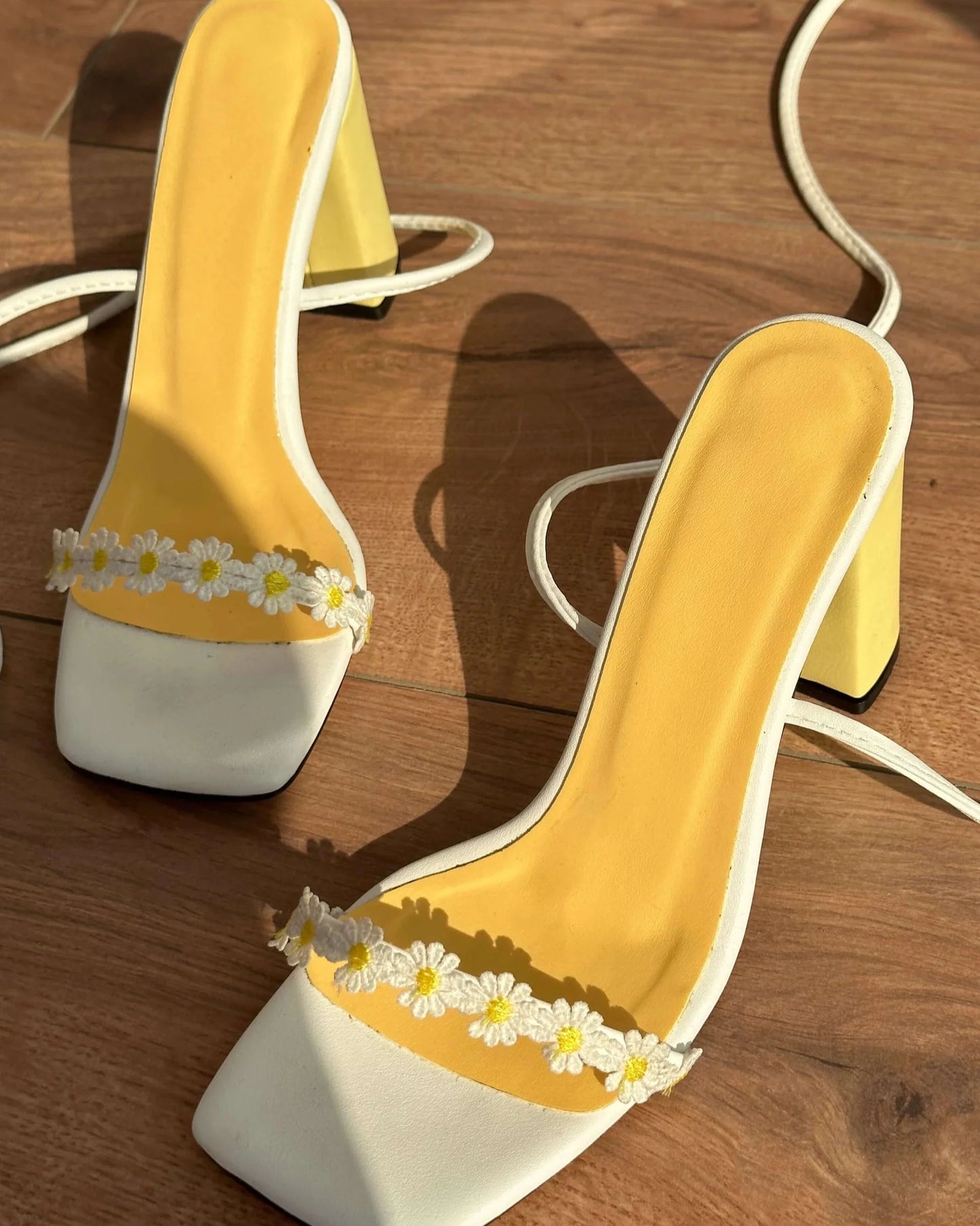 Daisy Embroidered Wrap - Around Heels