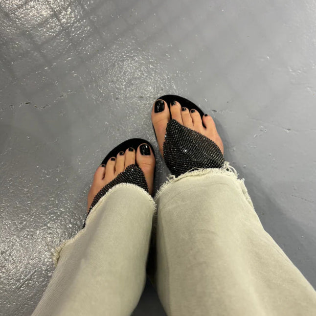 Rhinestone - Encrusted Ankle - Wrap Sandals