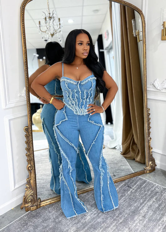 Light denim two-piece for summer