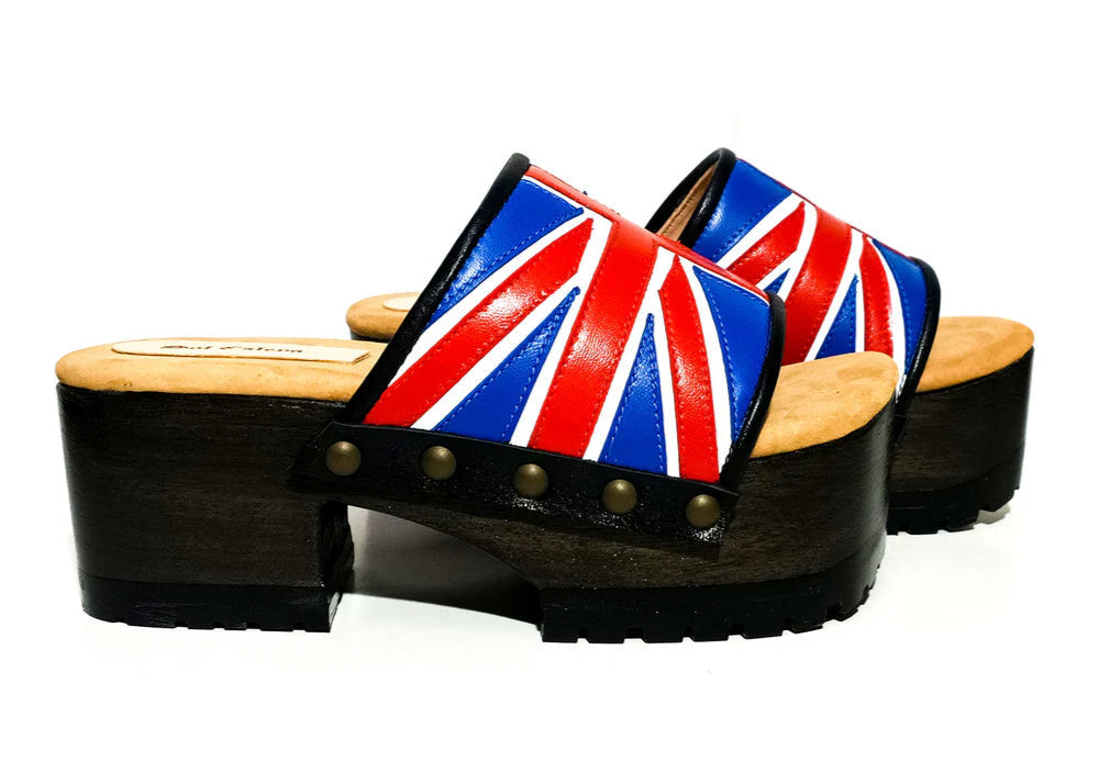 Union Jack - Printed Platform Clog Mules