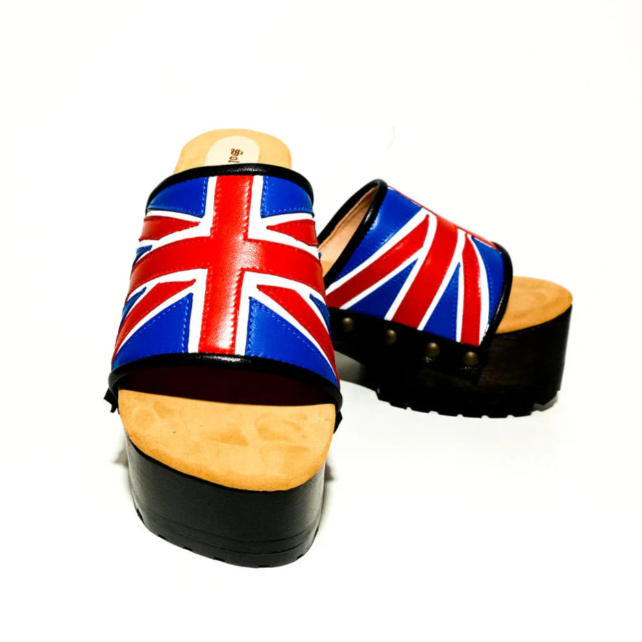 Union Jack - Printed Platform Clog Mules
