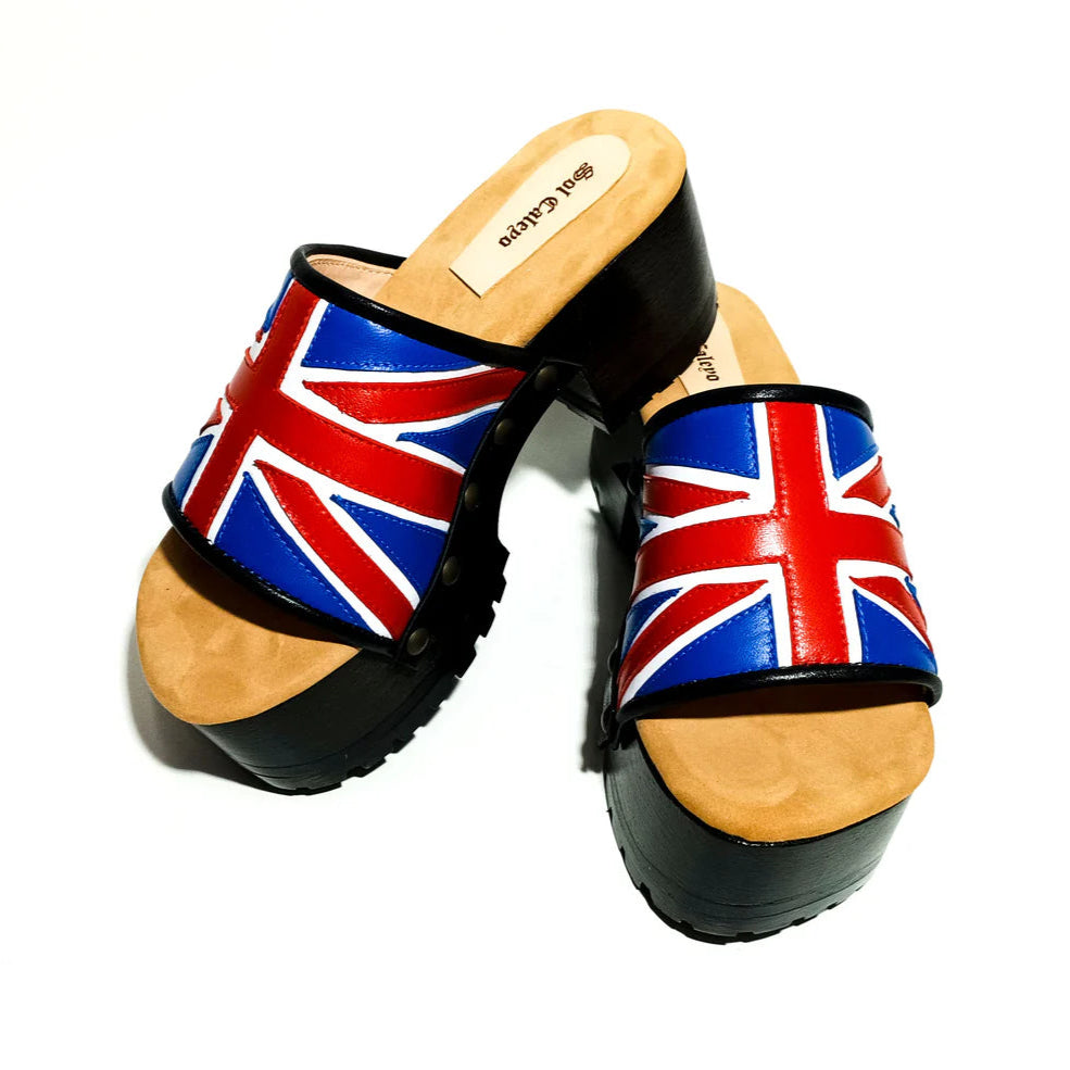 Union Jack - Printed Platform Clog Mules