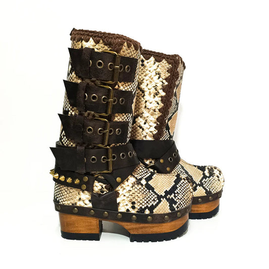 SnakePrint Platform Boots（Free shipping💥）