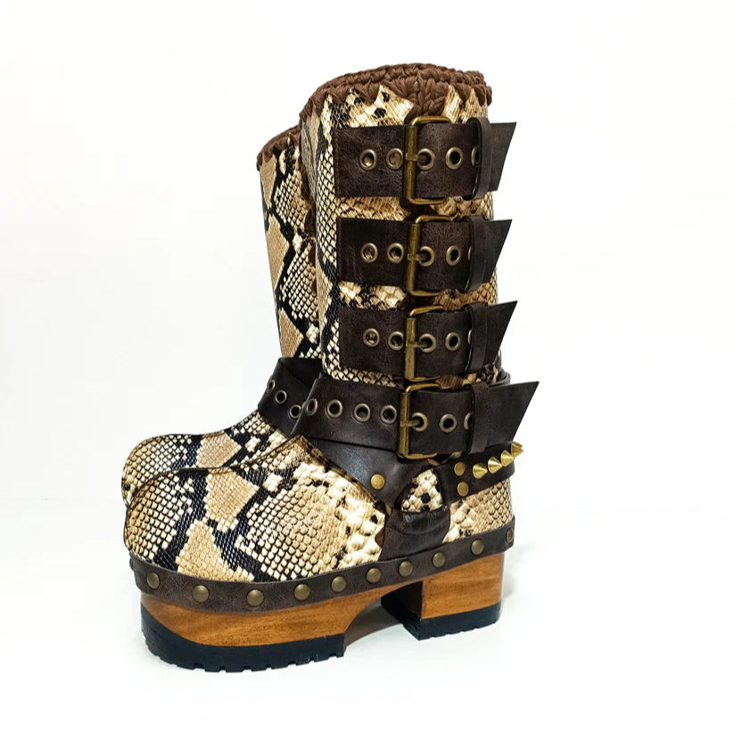 SnakePrint Platform Boots（Free shipping💥）