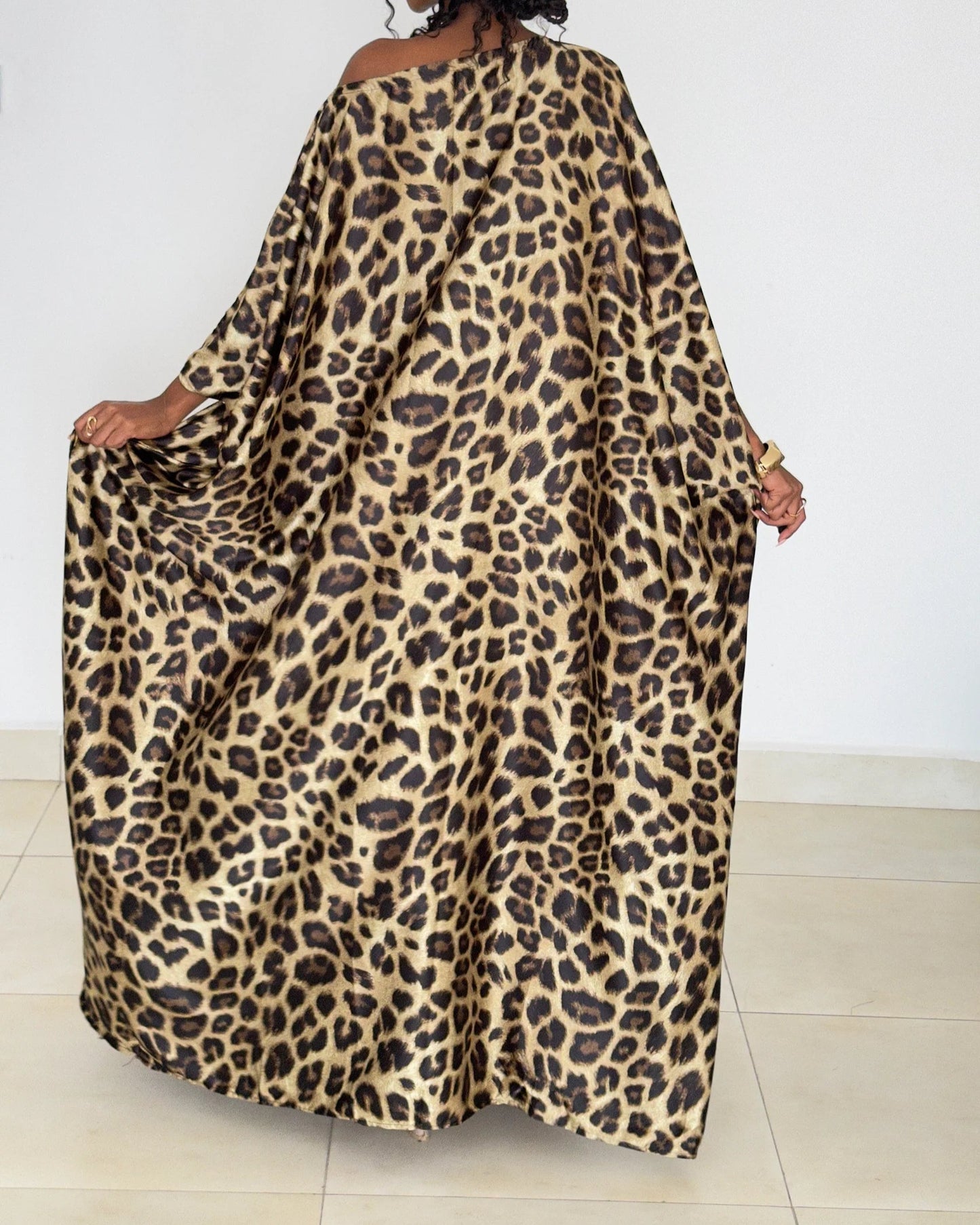 Leopard - Print Off - Shoulder Maxi Dress