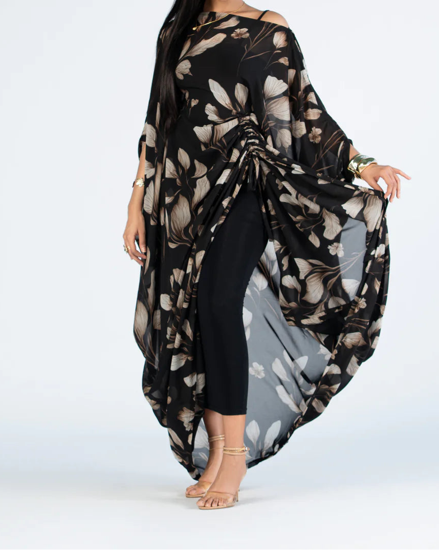 Elegant Floral - Embroidered Wrap Maxi Dress