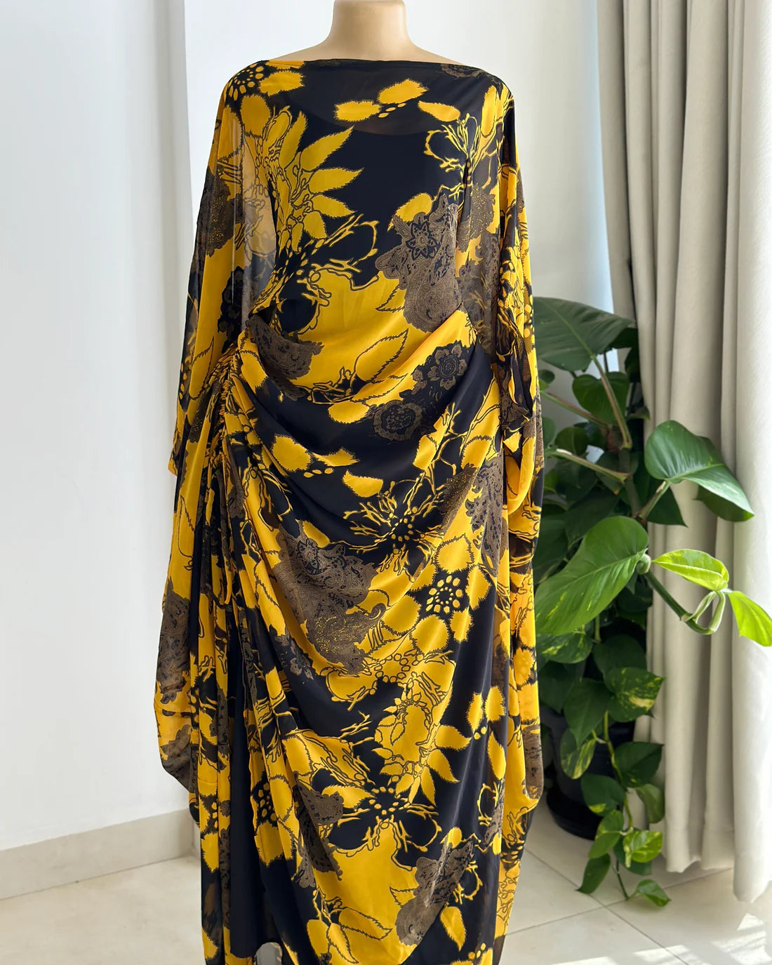 Elegant Floral - Embroidered Wrap Maxi Dress