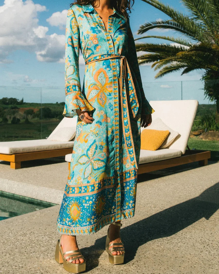 Bohemian Printed Shirt - Dress Maxi Dress