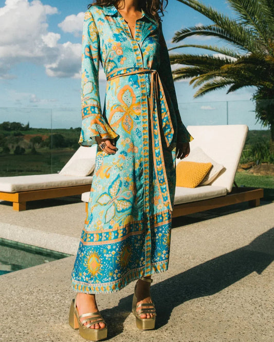 Bohemian Printed Shirt - Dress Maxi Dress
