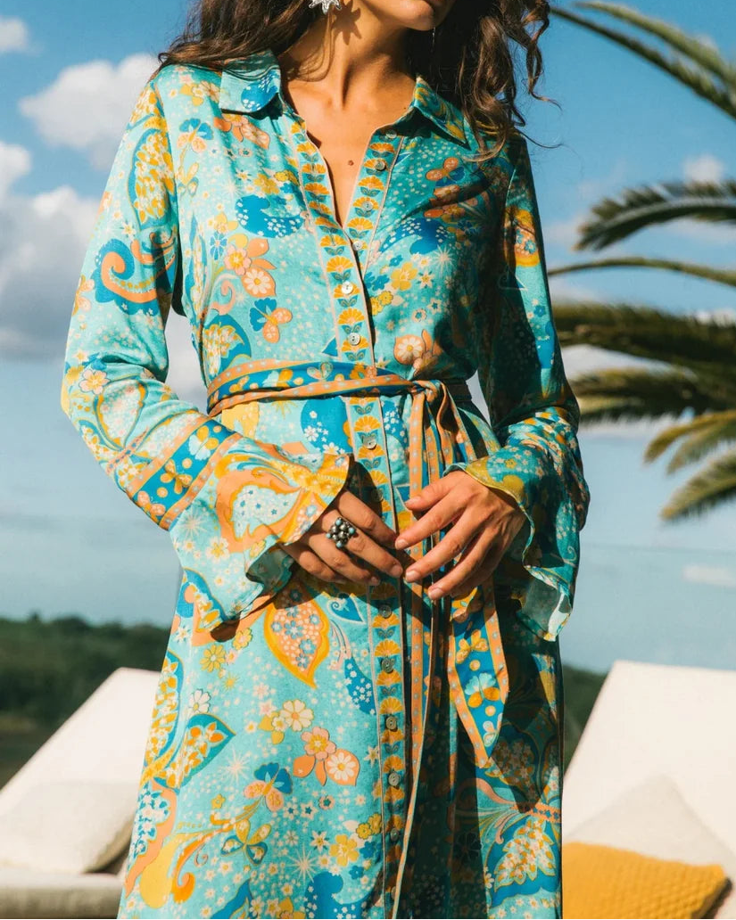 Bohemian Printed Shirt - Dress Maxi Dress