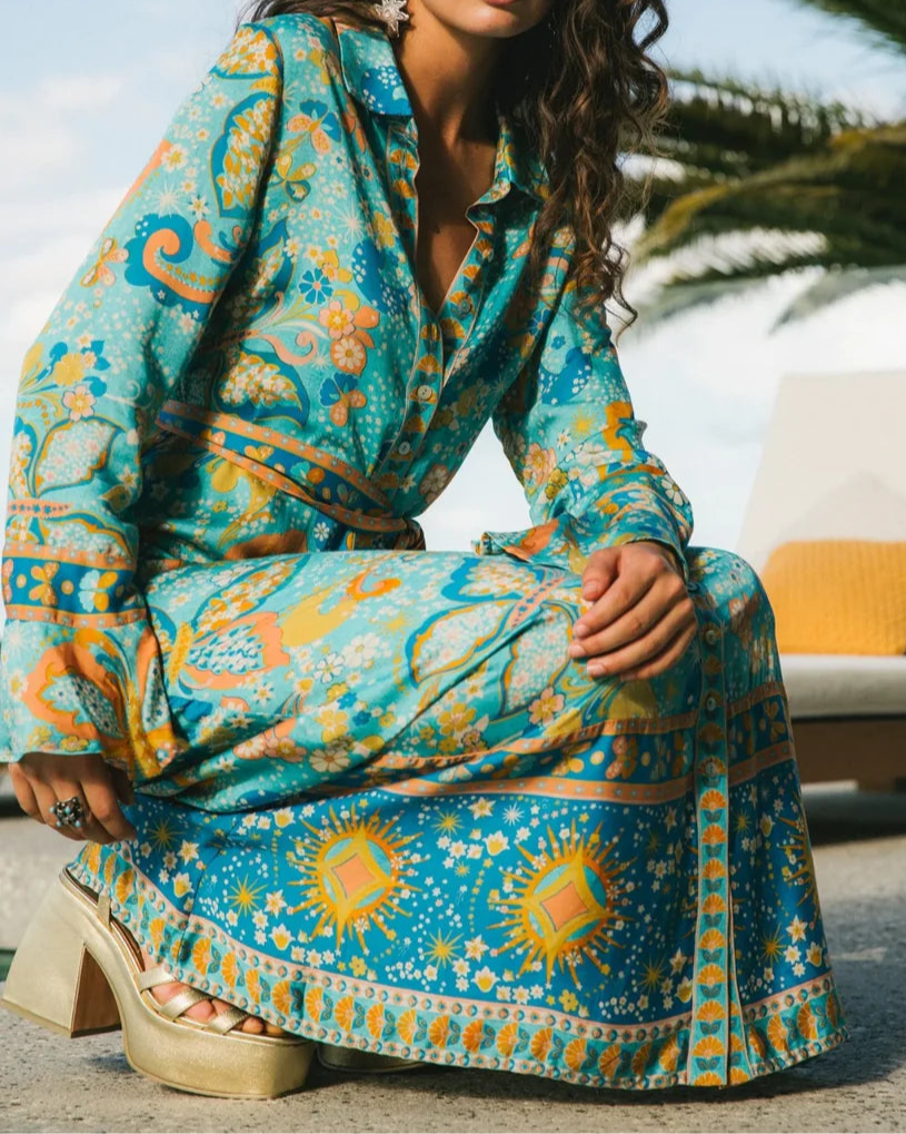Bohemian Printed Shirt - Dress Maxi Dress