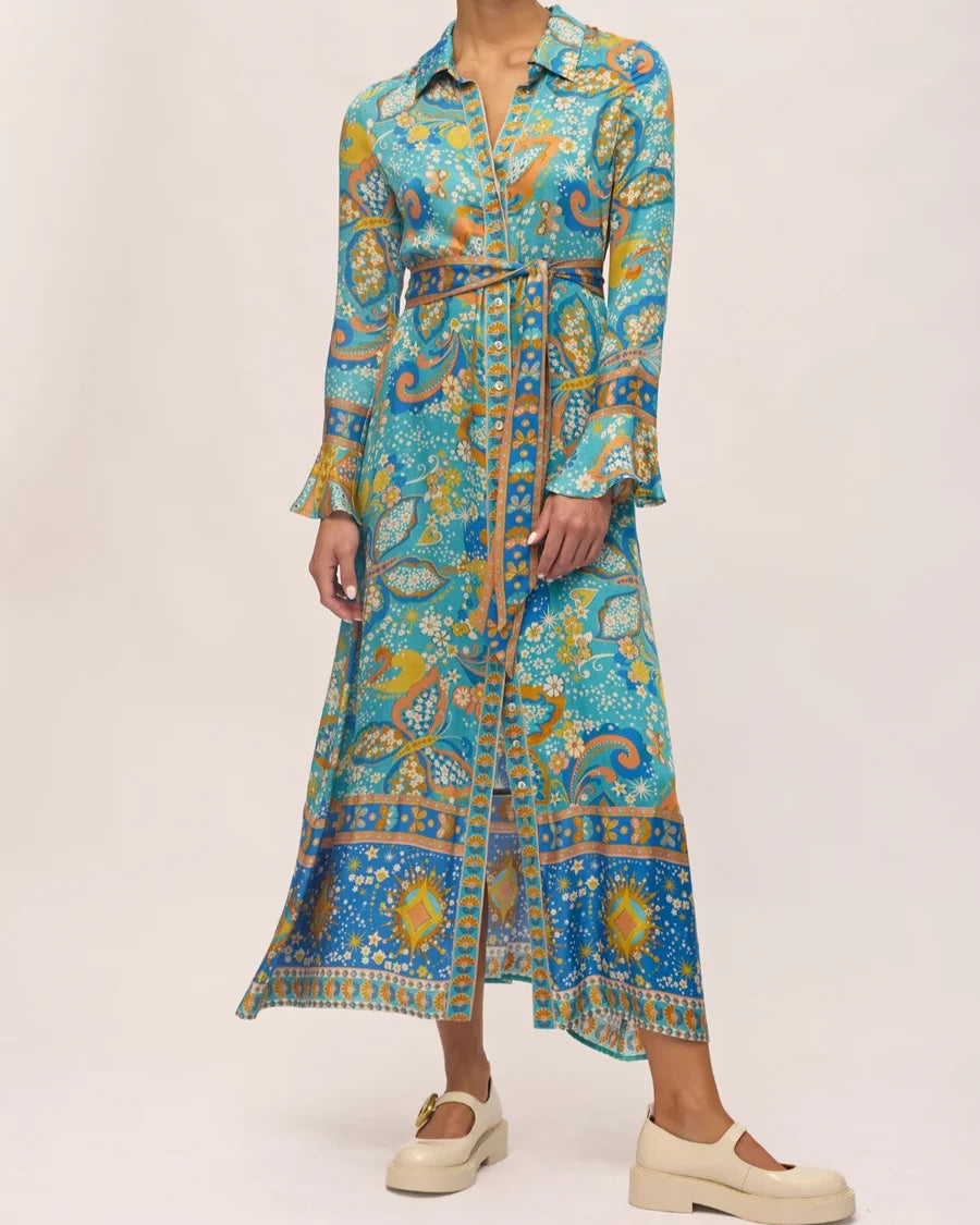 Bohemian Printed Shirt - Dress Maxi Dress