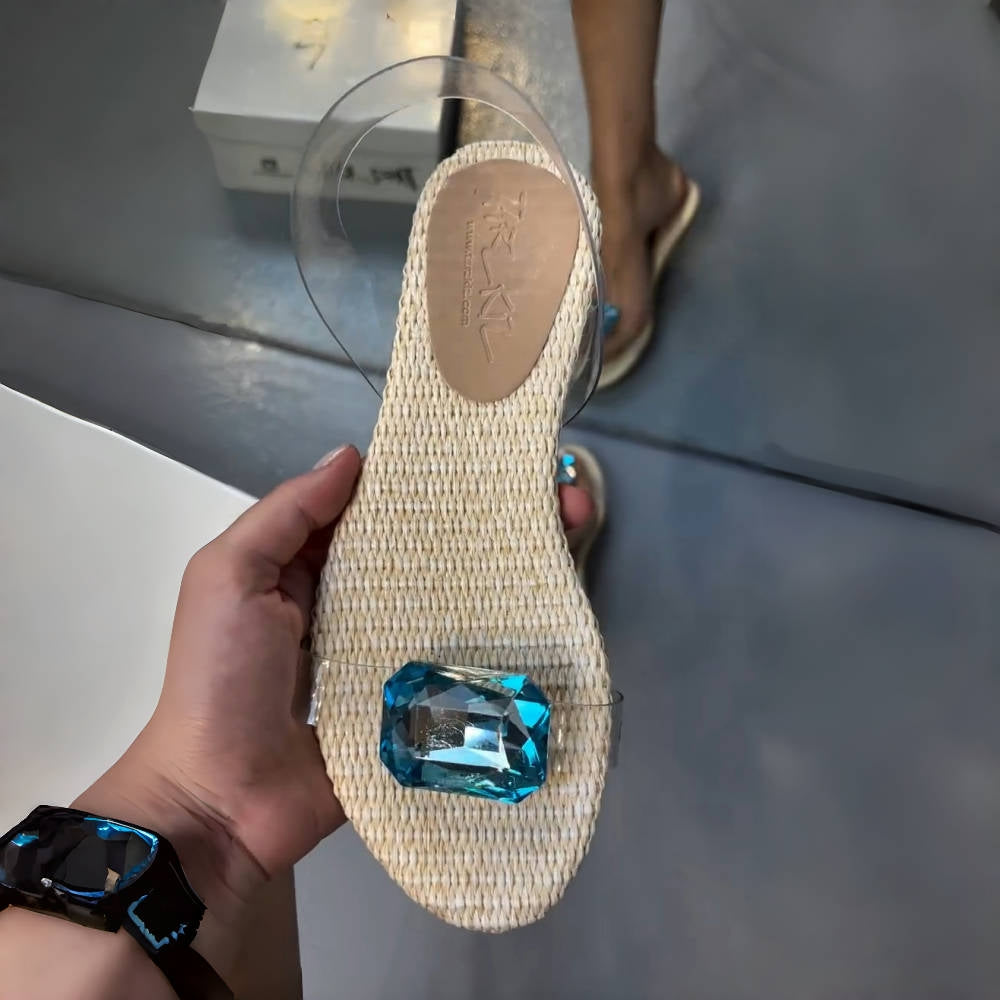 Twin Crystal-Toe Slides – Dual-Edit Coastal Luxe