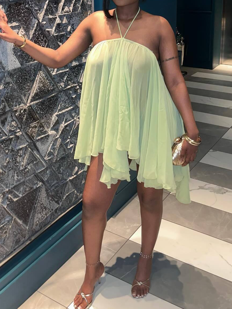 （Limited time offer 30$）Sexy Halter Neck Loose Mini Dress