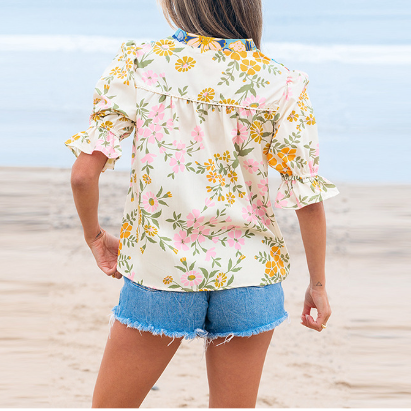 Chiffon Shirt Casual Versatile Print Top