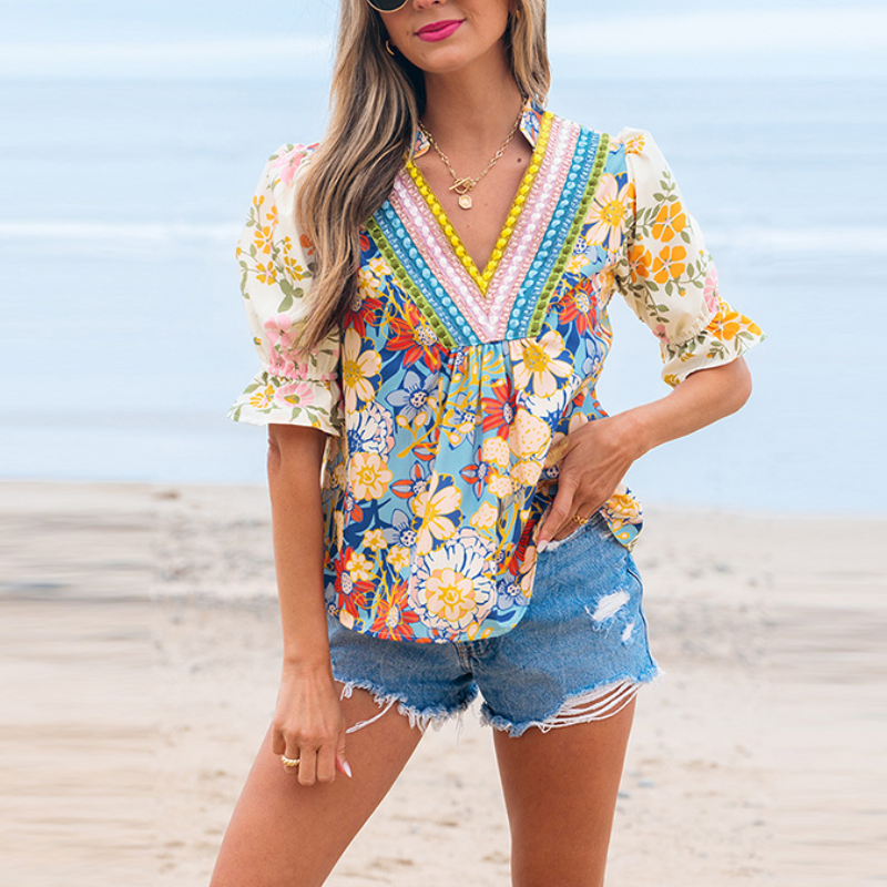 Chiffon Shirt Casual Versatile Print Top