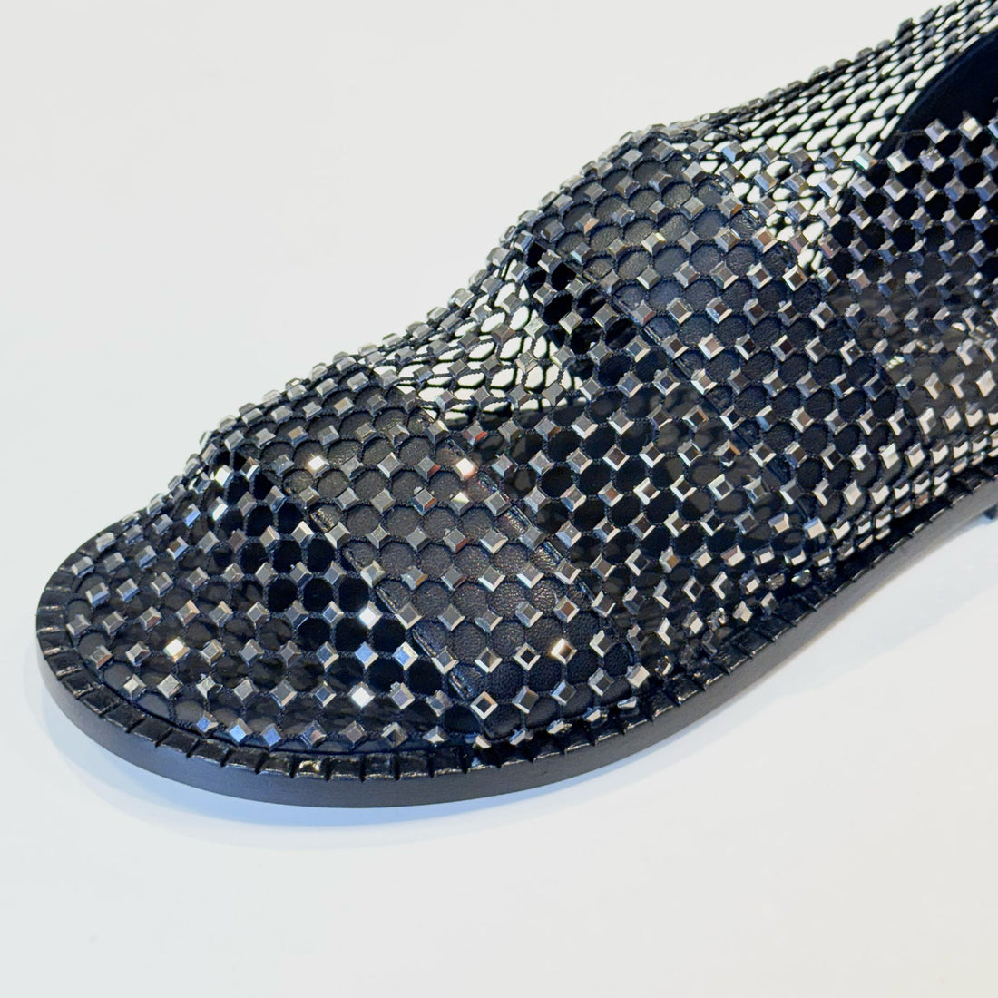 Round-toe Sandals Cut-out Rhinestone Sparkle Flats