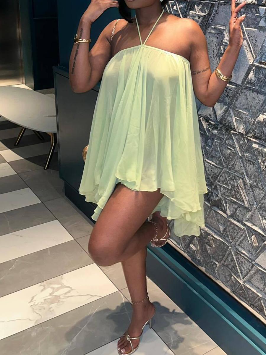 （Limited time offer 30$）Sexy Halter Neck Loose Mini Dress