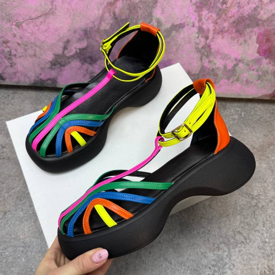 Platform Caged Ankle - Strap Sandals