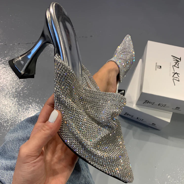 Rhinestone - Knotted Pointed - Toe Mules