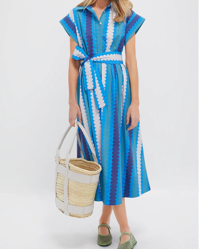 Striped Belted Shirt Dress