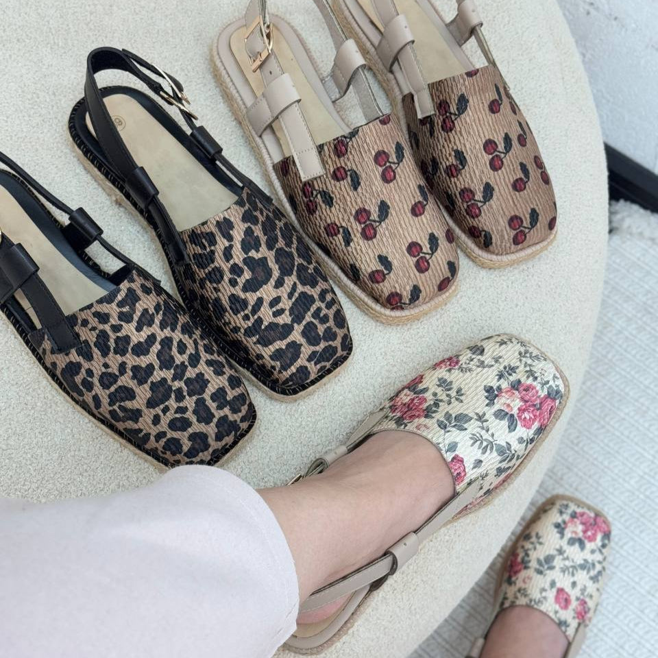 Printed Slingback Flats